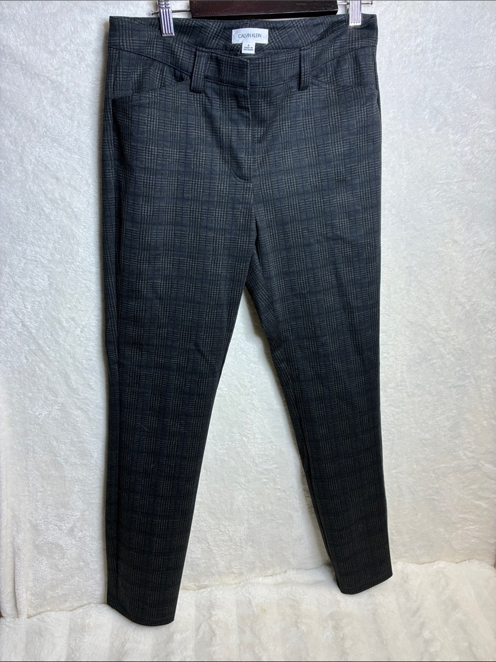 Calvin Klein Men's Charcoal Plaid Dress Pants